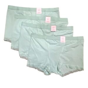 NWT Lot of 4 Mint Green Lace Trim Women's boyshorts Sleep Shorts Size Large
